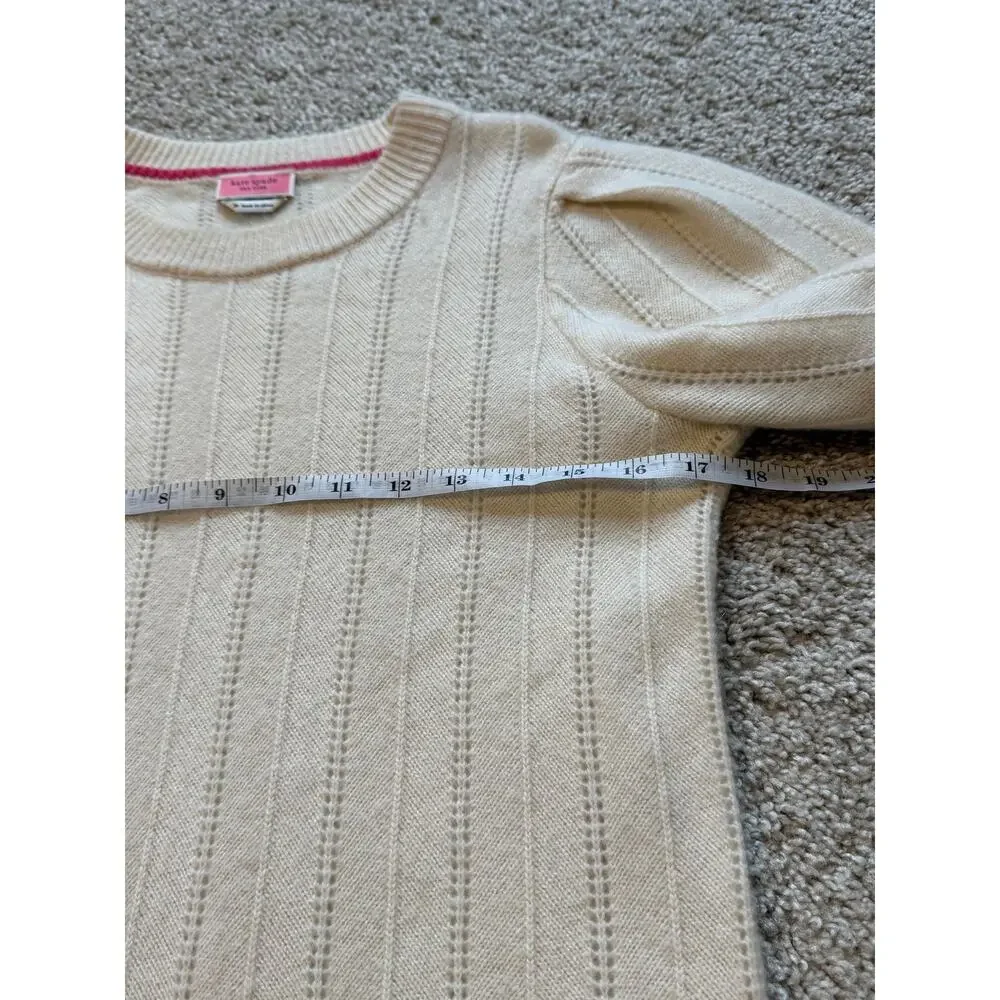 Kate Spade New York Cream Puff Sleeve Pointelle Sweater Soft Knit